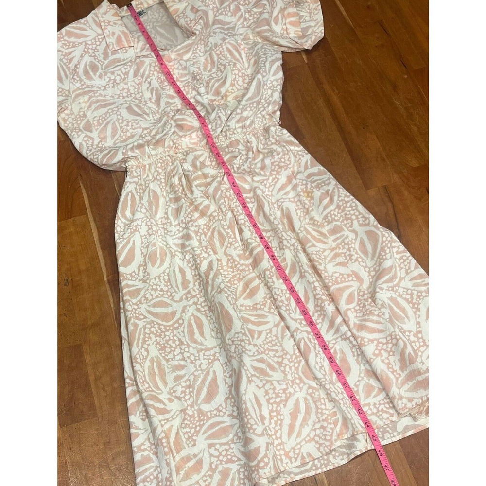 Miss Oops California Vintage Pink White Short Sleeve Collar MIDI Dress - Picture 6 of 8